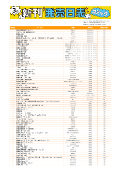 発売日 タイトル 著者 出版社 価格(税抜)