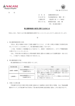 株主優待制度の変更に関するお知らせ