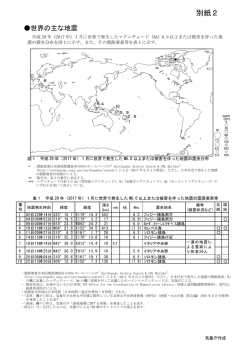別紙2（世界の主な地震活動）