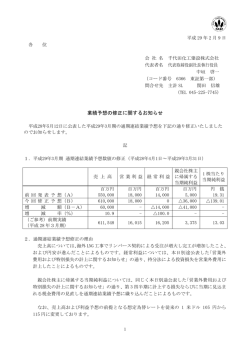 業績予想の修正に関するお知らせ
