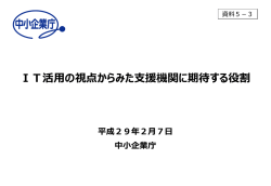 IT活用の視点からみた支援機関に期待する役割 - 中小企業庁