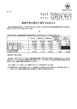 業績予想の修正に関するお知らせ