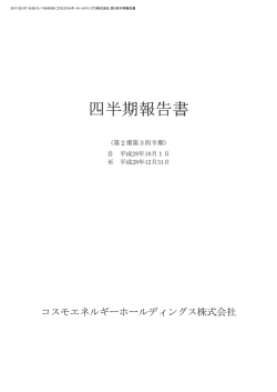 第2期 第3四半期 四半期報告書 - コスモエネルギーホールディングス