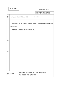 東日本大震災山梨県対策本部 件 名 流通食品の放射性物質検査の結果