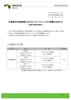北海道内の高速道路におけるインターチェンジ（IC