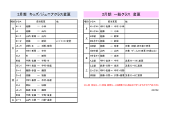2月期 一般クラス 変更 2月期 キッズ/ジュニアクラス変更