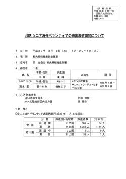 JICA シニア海外ボランティアの帰国表敬訪問について