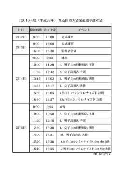 2016年度（平成28年） 飛込国際大会派遣選手選考会