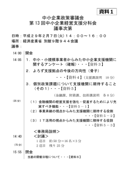 議事次第 - 中小企業庁