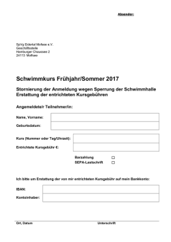 Schwimmkurs Frühjahr/Sommer 2017