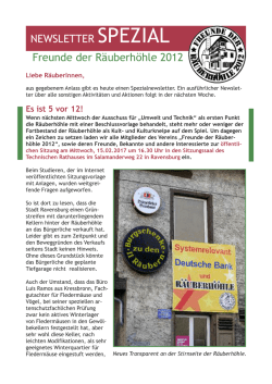 Newsletter spezial - Freunde der Räuberhöhle 2012 eV