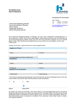 Kontaktformular Alumni-Netzwerk - Hochschule Magdeburg