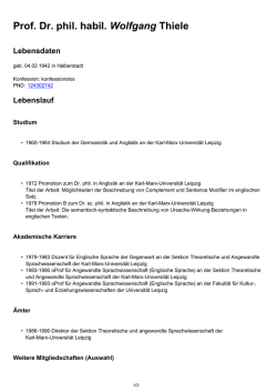 Prof. Dr. phil. habil. Wolfgang Thiele