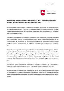Einstellung in den Vorbereitungsdienst für das Lehramt an