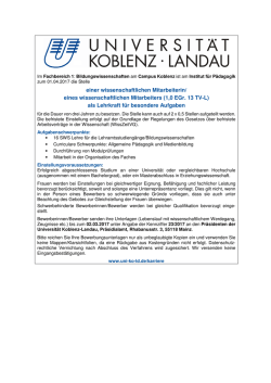 eines wissenschaftlichen Mitarbeiters (1,0 EGr. 13 TV-L)