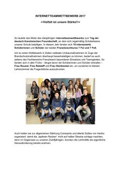 INTERNETTEAMWETTBEWERB 2017 &laquo;Vielfalt ist unsere St&auml;rke!!&raquo;