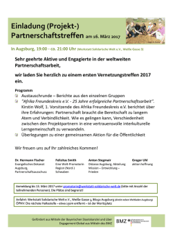 Einladung (Projekt-) Partnerschaftstreffen am 16. M&auml;rz 2017 Sehr