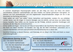 Gottesdienste (Sonntag 10 Uhr) 26.3. Das letzte Abendmahl 2.4. im