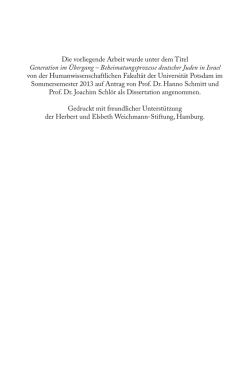 Die vorliegende Arbeit wurde unter dem Titel Generation im &Uuml;bergang