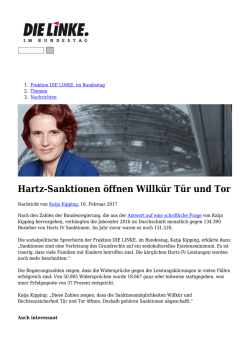 Hartz-Sanktionen &ouml;ffnen Willk&uuml;r T&uuml;r und Tor: Fraktion DIE LINKE. im