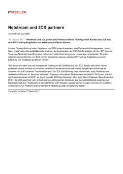 Netstream und 3CX partnern