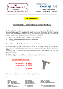Preise Truma-Gasfilter: € 49,95 € 79,95 € 19,95