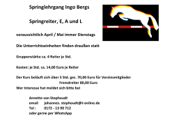 Springlehrgang Ingo Bergs Springreiter, E, A und L