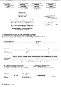 ROYAUME DE BELGIQUE Service Public Federal FINANCES