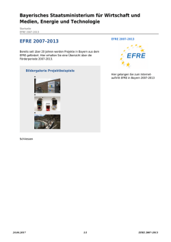 EFRE 2007-2013: Europ&auml;ischer Fonds f&uuml;r regionale Entwicklung