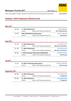 Südbayer. ADAC Rallyesprint Meisterschaft Motorsport Termine 2017