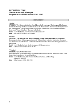 POTSDAM IM TEAM Thematische Stadtführungen Programm von