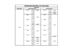 Gottesdienstzeiten am Sonntag - emk