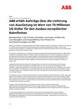 ABB erhält Aufträge über die Lieferung von Ausrüstung im