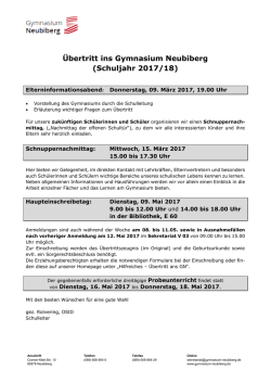 Übertritt-Flyer - Gymnasium Neubiberg