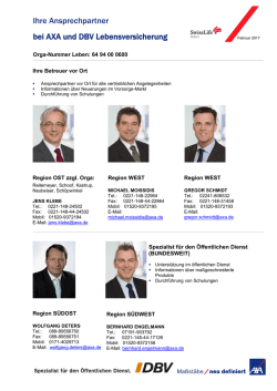Ihre Ansprechpartner bei AXA und DBV Lebensversicherung