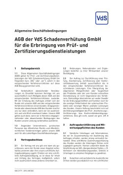 AGB der VdS Schadenverhütung GmbH für die Erbringung von Prüf