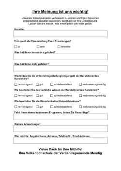 Ihre Meinung ist uns wichtig!