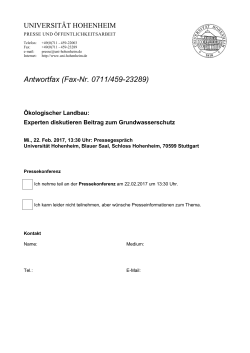 Antwortfax - Universität Hohenheim