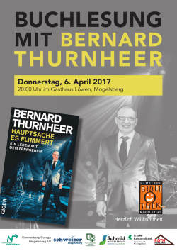 Buchlesung mit Beni Thurnherr Donnerstag, 6. Apirl