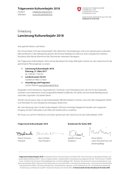 Einladung Lancierung Kulturerbejahr 2018