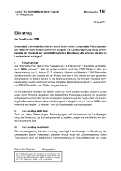 Eilantrag - CDU Landtagsfraktion NRW