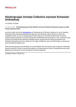 Hackergruppe Armada Collective erpresst Schweizer