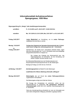 Informationsblatt Aufnahmeverfahren 2016/17