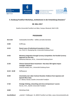 5. Duisburg-Frankfurt Workshop „Institutionen in der Entwicklung