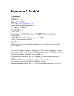 Impressum -------------------------- Claudia Zerbe G&ouml;thestr. 6 84431