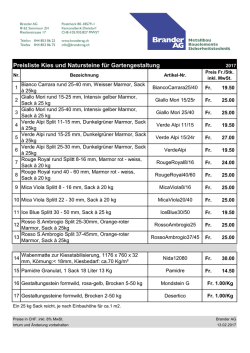 Preisliste Kies und Natursteine für Gartengestaltung