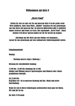 Speisekarte - Gleis 9 Ravensburg