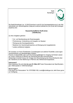 Hauswirtschaftliche Kraft (m/w) (15h/Woche)