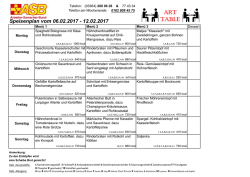 Speiseplan vom 06.02. bis 12.02.2017