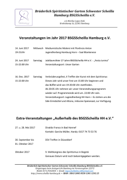 Veranstaltungen im Jahr 2017 BSGSScheilla Hamburg e.V. Extra